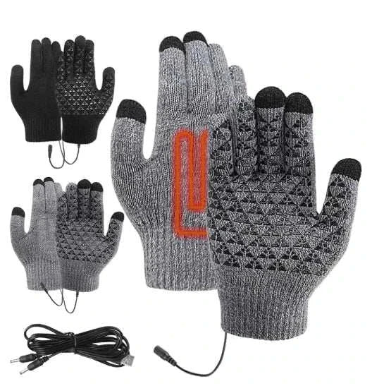 USB heating gloves thermal thickened knitting with USB cable for electric hand warmth