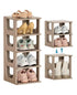 Khaki 5-tier narrow shoe rack with stackable modular design for space-saving shoe organization and boot storage