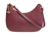 Alice Wheeler Ascot crossbody bag in burgundy vegan leather with gold bee charm and adjustable strap