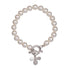 Mother of Pearl Bee Bracelet with rhodium silver bee charm and cream pearls