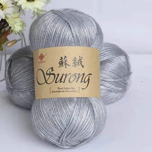 Soft and smooth silver yarn ball for DIY knitting scarves and hats projects