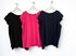 Frill cap sleeve tops with button back in black, pink, and navy, one size fits UK 8-22