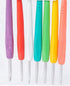 set of colorful ergonomic crochet hooks for knitting and crochet projects