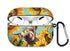 Sunflower Cow AirPods Pro case with vibrant sunflower design, durable TPU material, shockproof, waterproof, and includes a keychain clip