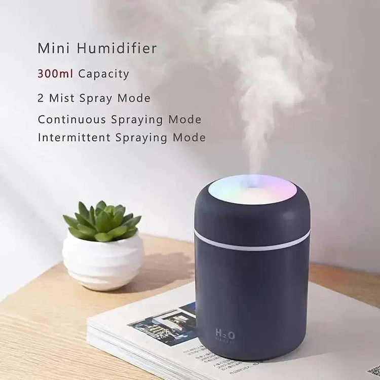 Portable Humidifier - 300ML USB Diffuser for Car, Office & Bedroom
