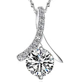 Silver zircon pendant necklace with sparkling crystal centerpiece and elegant design