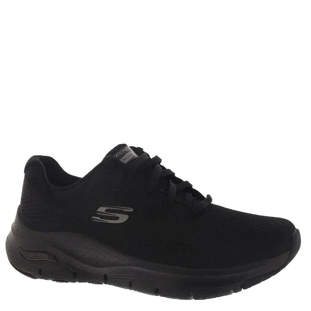 Skechers Womens Low-Top Trainers black mesh lace-up sneaker