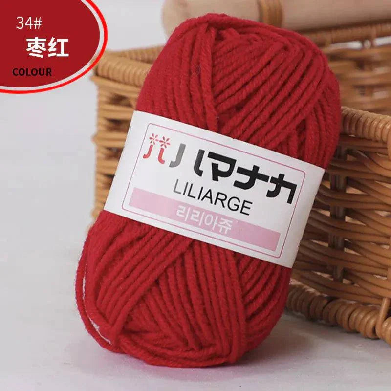 34# red 4-ply milk cotton yarn ball for baby dolls and crochet projects