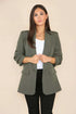 Women’s khaki blazer with ruched sleeves and notched lapels in tailored fit