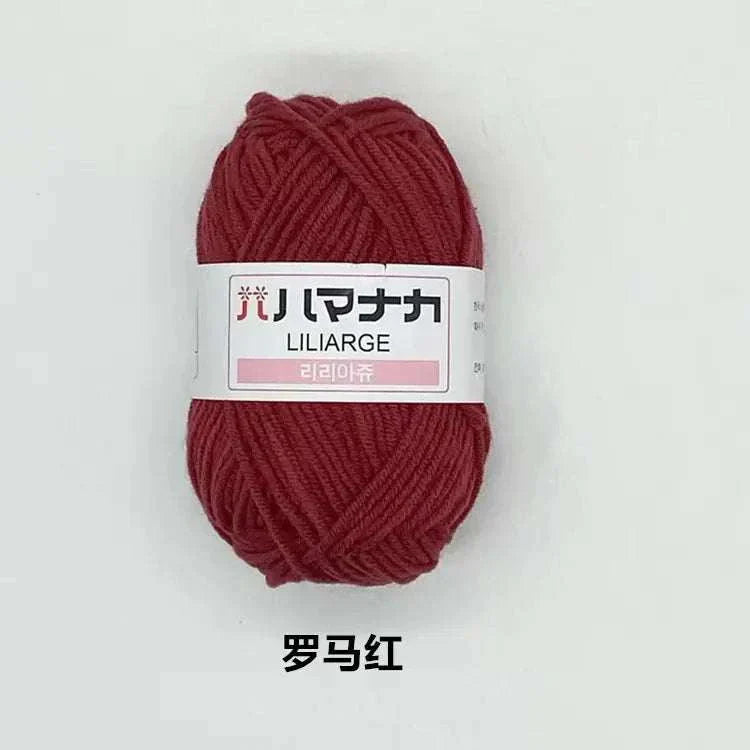 Red 4-ply milk cotton yarn ball suitable for baby dolls and crochet projects