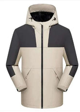 StormGuard Fleece Jacket beige and black insulated hooded jacket for outdoor warmth and comfort