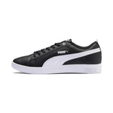 PUMA Womens Low-Top Trainers black and white leather casual sneakers