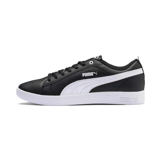 PUMA Womens Low-Top Trainers black and white leather casual sneakers