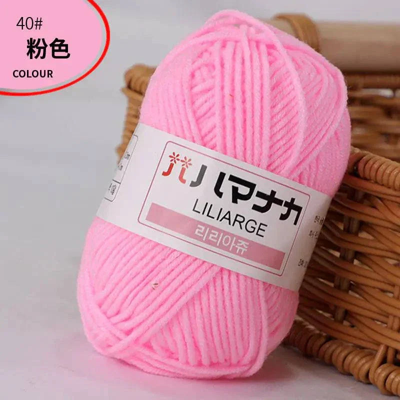 Soft pink 4-ply Milk Cotton Yarn ball for baby dolls and crochet projects