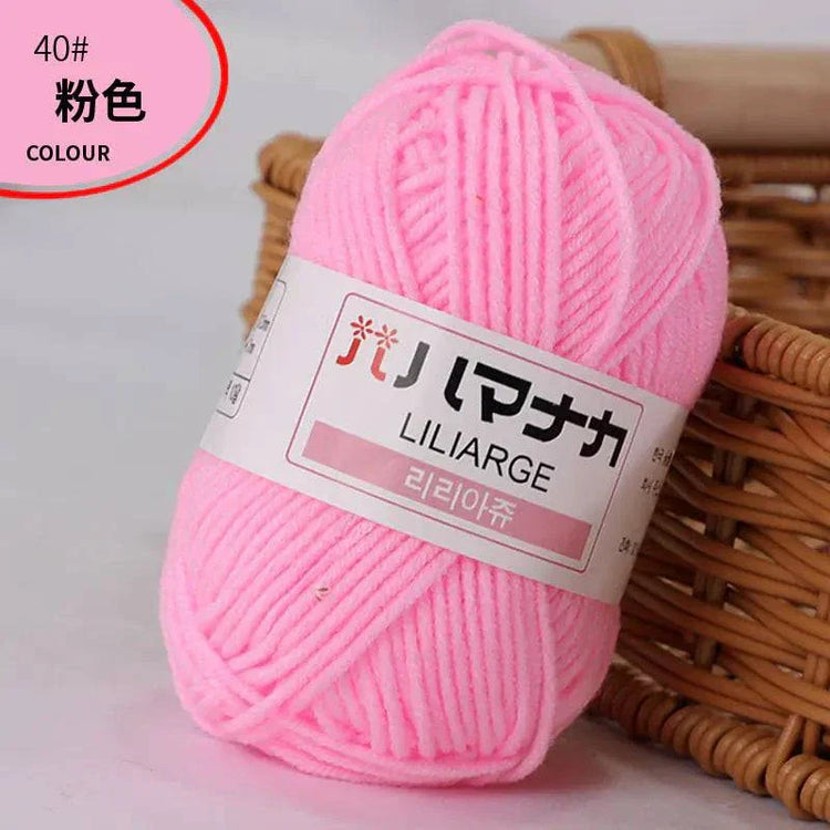 Soft pink 4-ply Milk Cotton Yarn ball for baby dolls and crochet projects