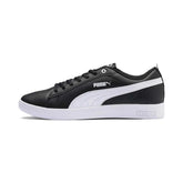 PUMA Womens Low-Top Trainers black and white leather stylish casual sneakers