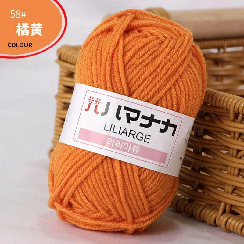 Orange 4-ply Milk Cotton Yarn ball for baby dolls and crochet projects
