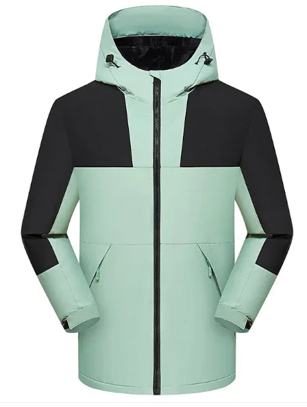 StormGuard Fleece Jacket in green and black with hood, windproof and waterproof outdoor jacket for cold weather