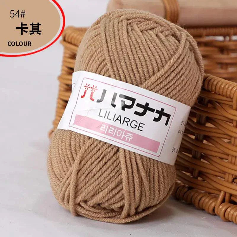 4-ply Milk Cotton Yarn ball in beige color for baby dolls and crochet projects
