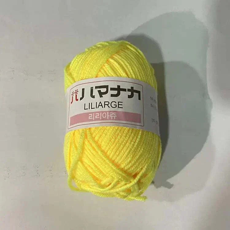 yellow 4-ply milk cotton yarn ball for baby dolls and crochet projects