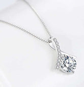 Silver zircon pendant necklace with sparkling crystal centerpiece and elegant design