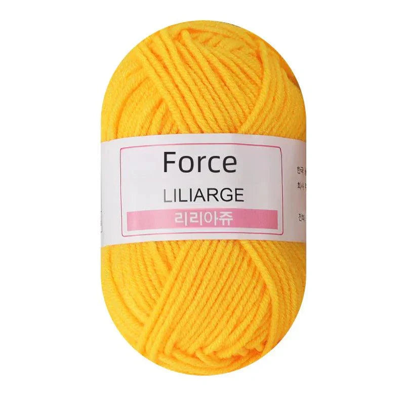 Yellow 4-ply Milk Cotton Yarn ball for baby dolls and crochet projects