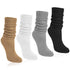 Justay 4 pairs women slouch socks soft knit knee high scrunchy tube socks in brown white gray and black