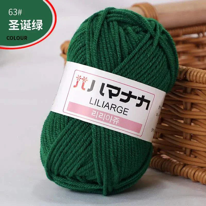4-ply milk cotton yarn in dark green for baby dolls and crochet projects