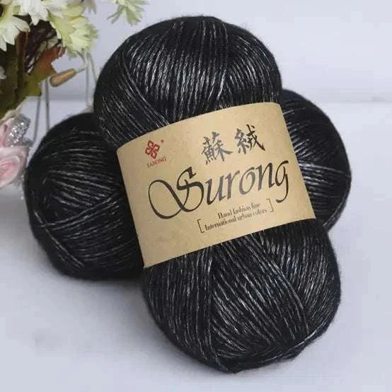 Black softer yarn for DIY knitting scarves and hats with smooth texture and durable quality